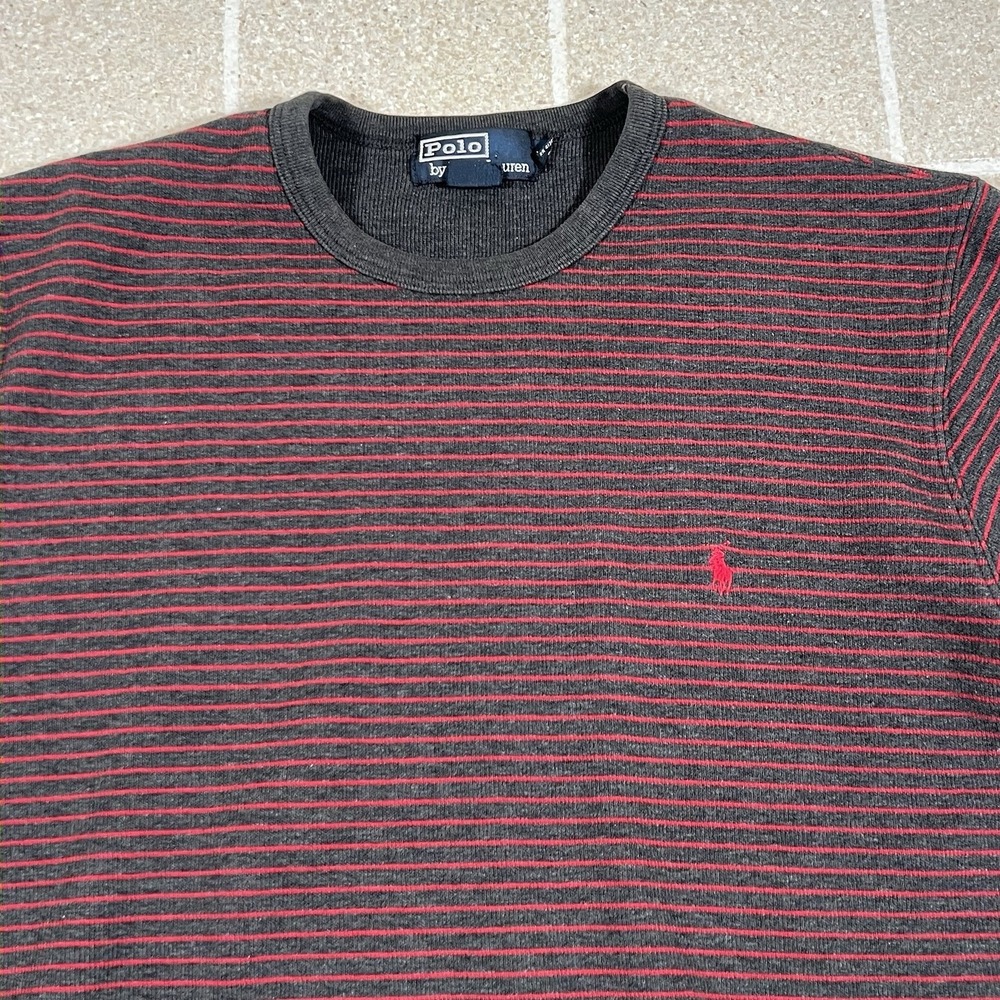 Vintage Polo Ralph Lauren Mens Waffle Knit Striped Thermal Longsle Shirt Size XL - Picture 2 of 7